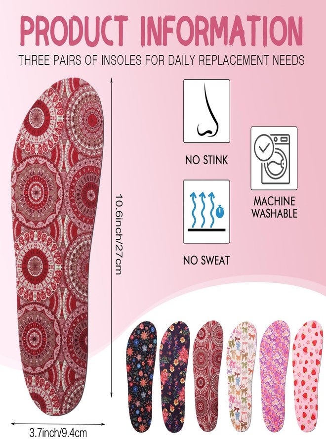 Velmitten 6 Pairs Shoe Insoles for Clog Garden Breathable Shoe Insoles Inserts No Show Socks for Women Men(Lively Pattern) - Image 2